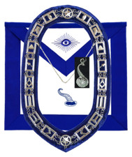 MASONIC BLUE LODGE OFFICER JUNIOR STEWARD APRON SILVER CHAIN COLLAR AND JEWEL