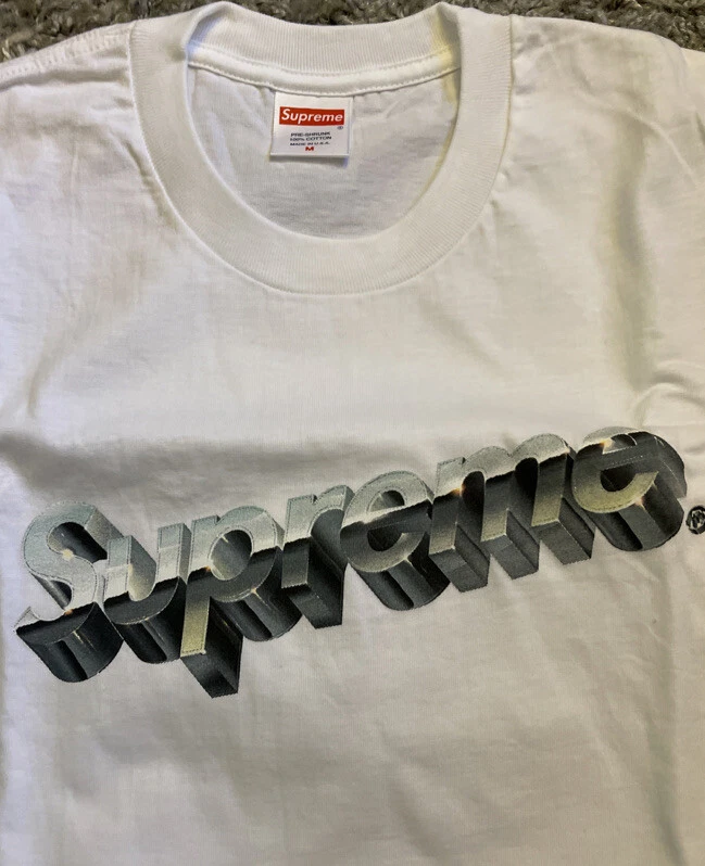 Supreme Chrome Logo T-shirt WHITE Size M - SS2020 - NEW