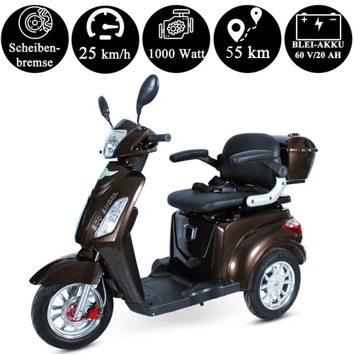 ECO ENGEL 500 Braun, 25 km/h, , 1000 Watt Elektromobil, Seniorenmobil, E Trike - Bild 2 von 14