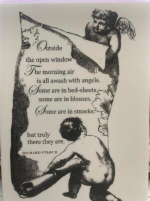 New LA BLANCHE Silicone Rubber Stamp CHERUB ANGEL POEM BY WILBUR SCROLL