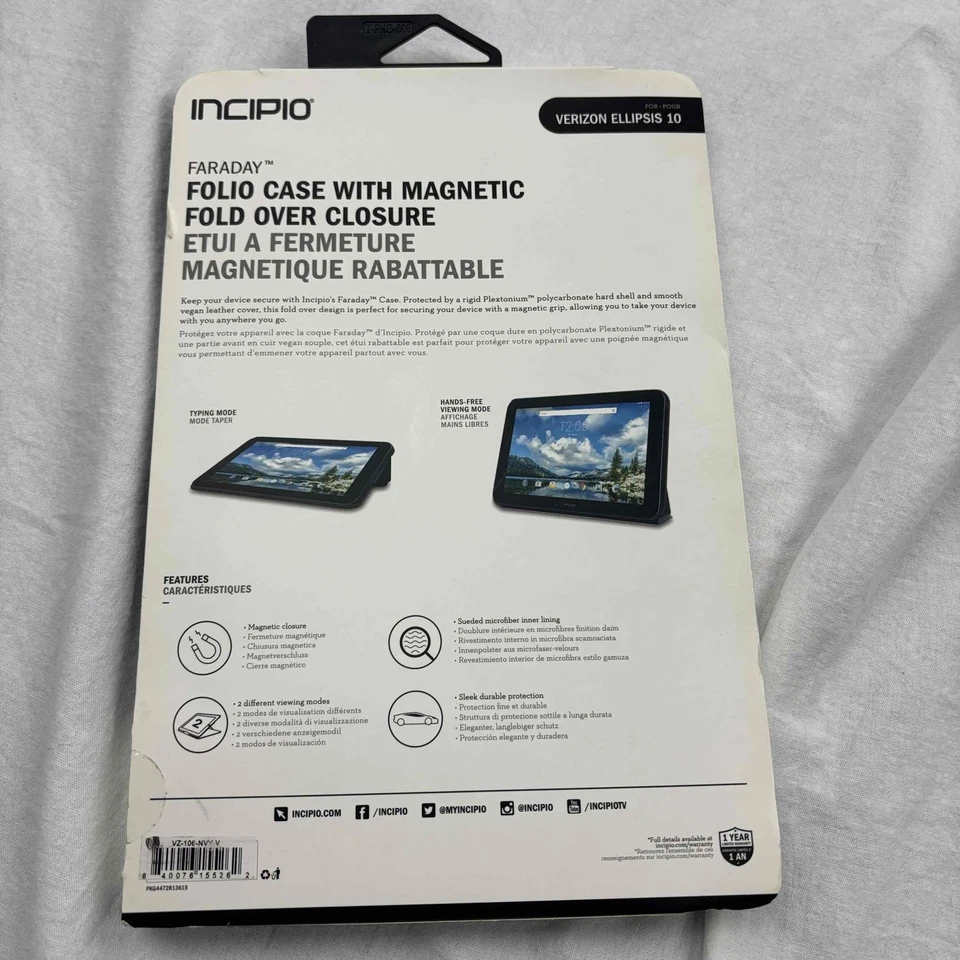 NWT Incipio Folio Case Navy Magnetic Closure Hands-Free Viewing Ellipsis 10 - Image 2 of 4