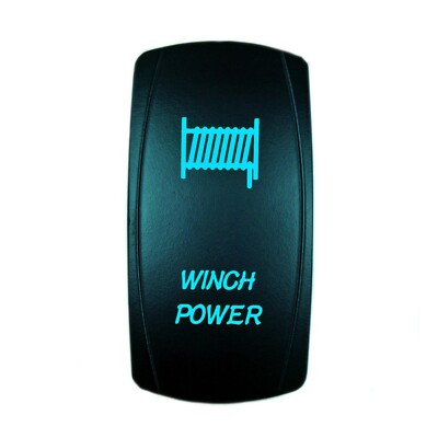 BLUE Dual LED Backlit Rocker Switch Laser Etched 20A 12V WINCH POWER Off Road 