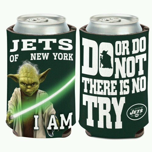 NEW YORK JETS STAR WARS YODA SOFT FOAM CAN BOTTLE COOZIE KOOZIE COOLER HOLDER - Picture 1 of 1