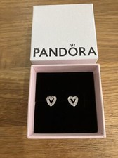 Pandora Sparkling Freehand Heart Stud Earrings With Box