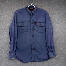 Ariat Work FR Shirt Mens XL Blue Solid Flame Resistant Long Sleeve Button Front