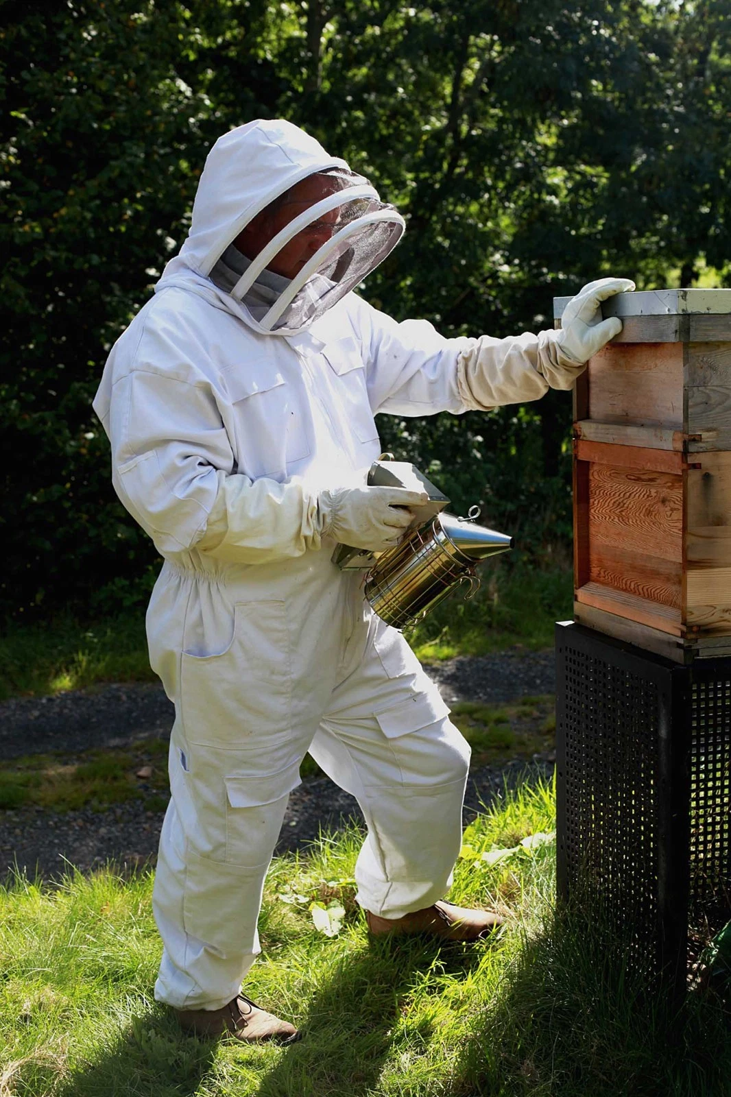 280gsm Beekeeping Suit with Fencing Veil and Leather Gauntlet Gloves