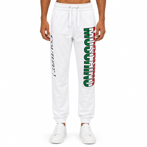 Moschino Couture, Moschino Couture Italian Flag Logo Slim Sweatpants White Jogging Pants 13407