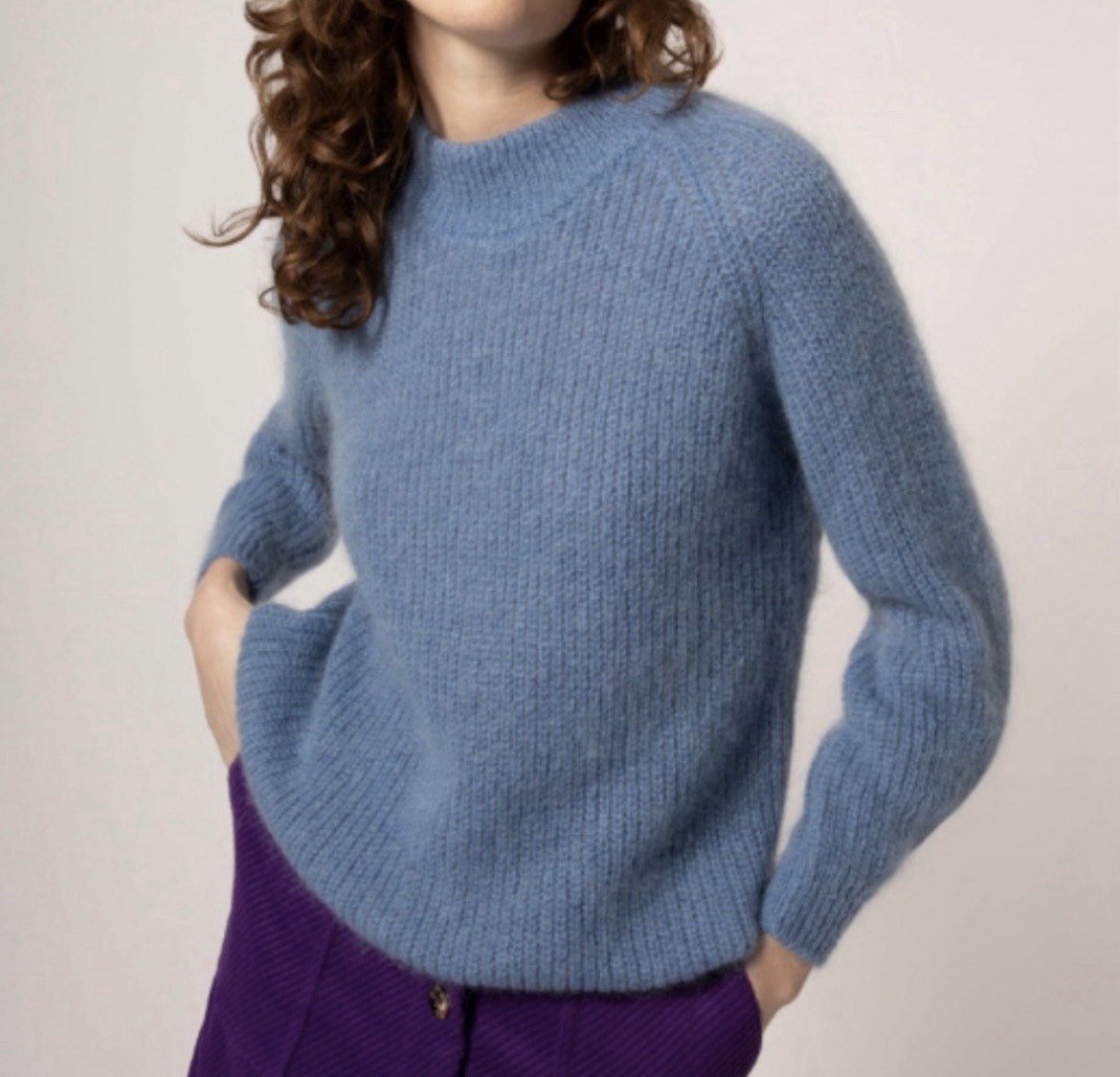 La Petite Maille FRNCH Paris Blue Mohair Blend Neuville Sweater size S/M