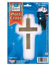 Gold Metal Cross Necklace - Priest - Nun - Costume Accessory Prop