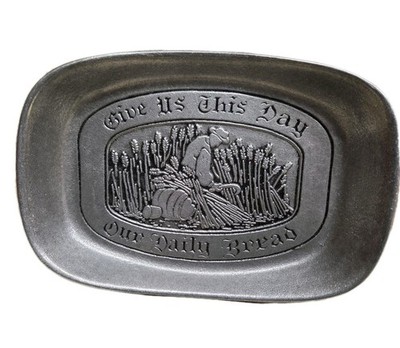 Wilton Pewter Platter Bread Dish ''Give Us This Day, Our Daily Bread'' Vintage