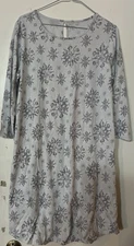 New Sample JILL SLEEP ULTRASOFT LONG SLEEVE LONG NIGHTGOWN-Sm- Gray Snowflakes