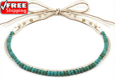 Hat Band for Cowboy Cowgirl, Turquoise Hand Made Replaceable Beaded Belt for Pan