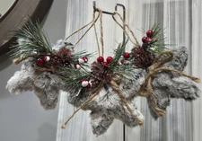Faux Fur Stars  Set Of 3 Christmas Ornaments Winter Wonder Lane