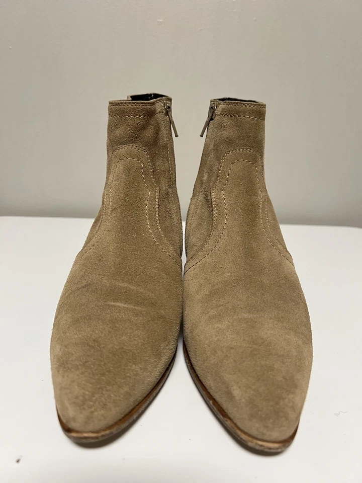 SAINT LAURENT EU 38 US 8 UK 5 Botines Vaquero Occidental Gamuza Camel Cremallera Lateral Foto 2 de 4