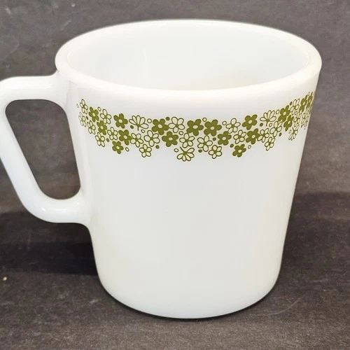 Vintage D Handled Pyrex Green Crazy Daisy Spring Blossom Coffee Cup Mug No. 1410