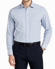 Charles Tyrwhitt Shirt 17/35 Blue Stripe 100 Cotton Jermyn St London Mens