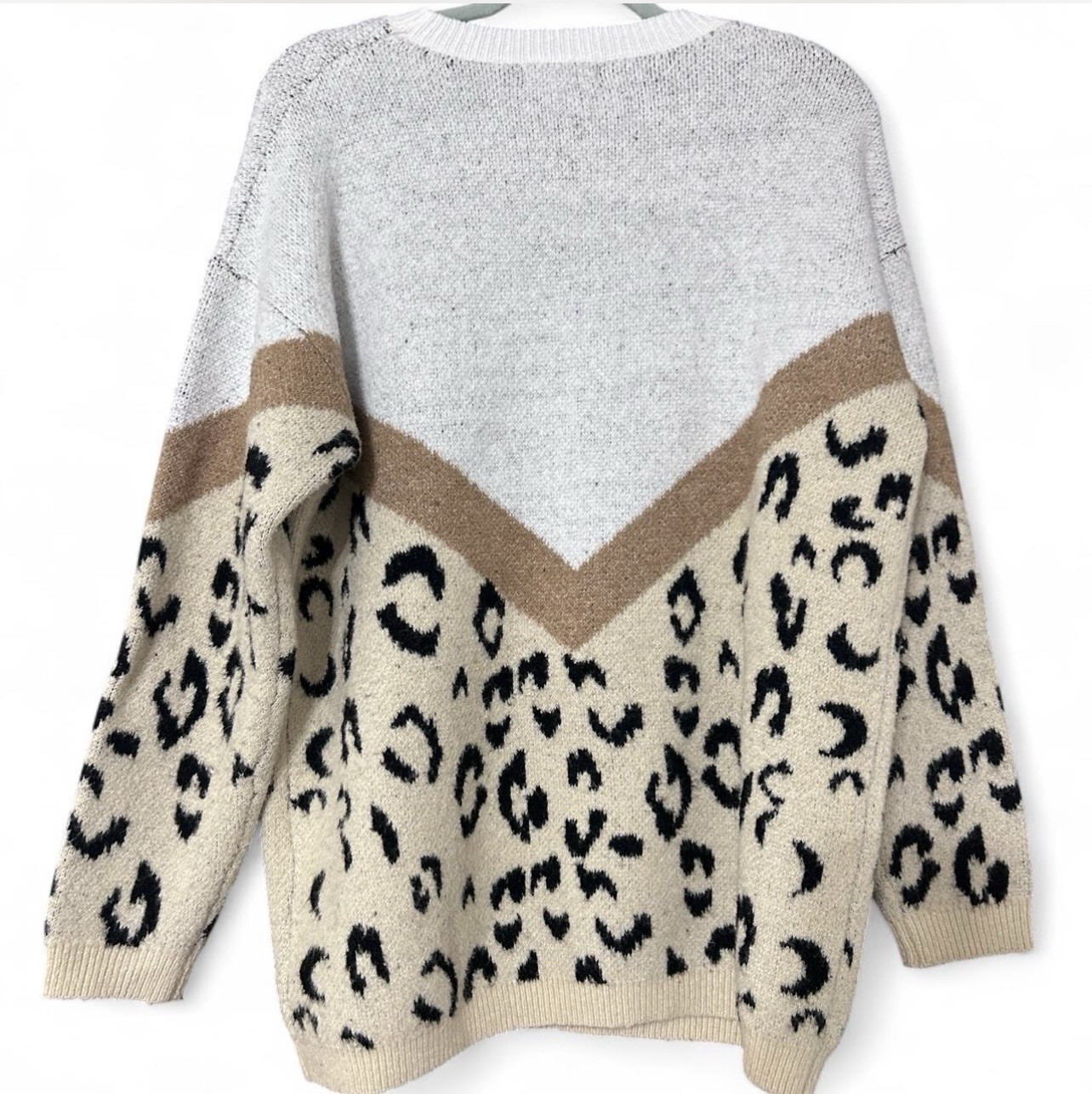 Macaron Leopard Print Sweater – Medium | White, T… - image 3