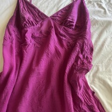 Victoria's Secret Purple Plum 100 Silk Embroidered Chemise Slip M