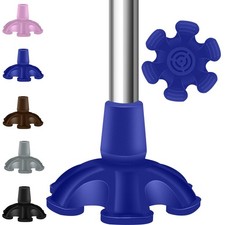 Blue 3/4 inch 6-Support Cane Tip Self Standing Heavy Duty Rubber Cane Foot