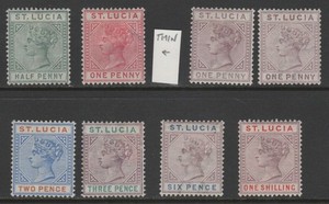 St Lucia 1883-1898 QV ½d - 1/- (3d Both Dies) MH/LH F/VF CV $118