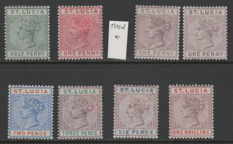 St Lucia 1883-1898 QV ½d - 1/- (3d Both Dies) MH/LH F/VF CV $118