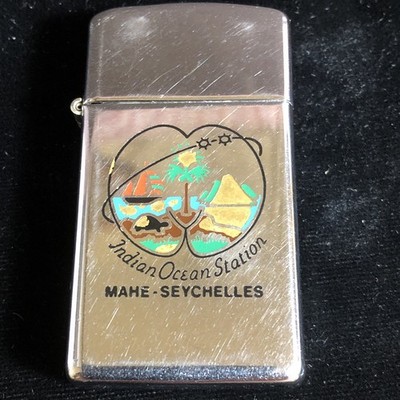 1978 ZIPPO Slim Pocket Lighter   MAHE-SEYCHELLES Indian Ocean Station L12