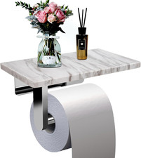 Toilet Paper Holder with Natural Marble Shelf for Bathroom Washroom,Wall Mounted
