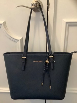 NWT Michael Kors Jet Set Large Blue Tote Bag with Hang Charm MSRP $398 FreeShip