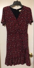 Michael Kors Small Navy w/ Red & White Heart Print Flounce Ruffle Dress~ EUC~