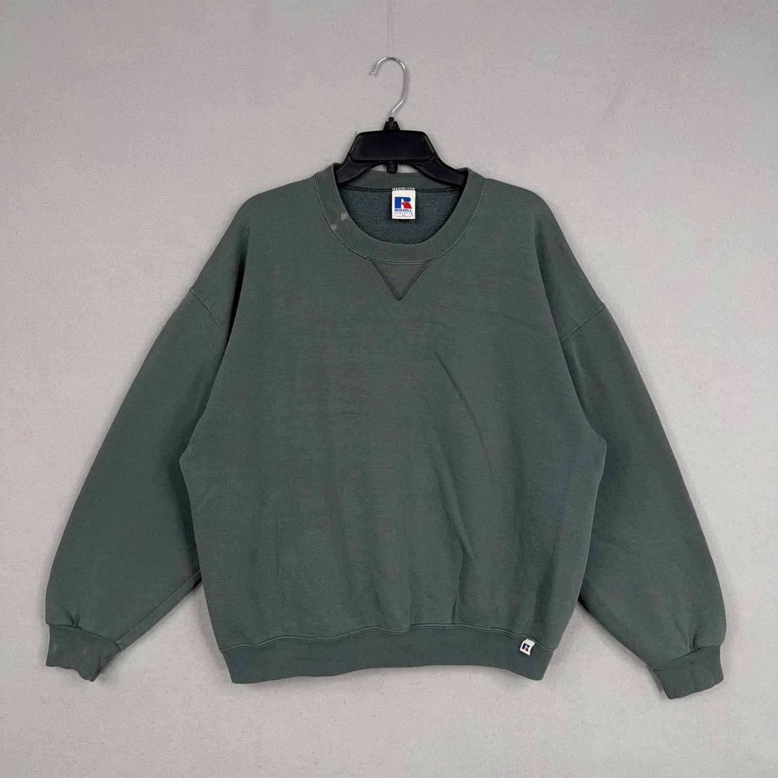 Vintage Russell Athletic Sweatshirt Mens XL Green Crewneck Pullover Fleece Logo