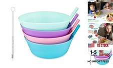 Cereal Bowls with Straws for Kids Childrens Bowls with Straw Built in for 1