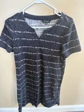 ELLEN TRACY Shirt Dress Womens Size  Medium Short Sleeve Stripe pockets Vacation