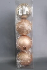 Vickerman 6"  Rose Gold 4-Finish Ball Ornament Assortment (Pack of 4)