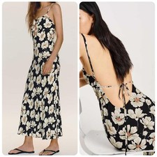 Reformation Zia Dress Oriole Floral Print Midi Spaghetti Strap Cutout size XL