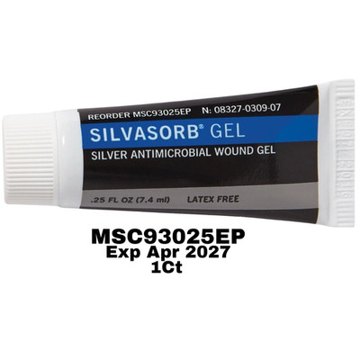 Medline SilvaSorb Silver Antimicrobial Wound Gel 0.25 oz Tube Exp APR 2027  1Ct