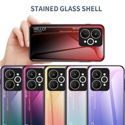 Luxury Gradient Back Glass Shell Soft Bumper Case Cover For Realme 15 Pro 5G
