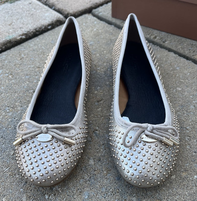 COACH Ballet Flats Lara Studded Size 5M Metallic Nude Dull Gold  Ballet Flats