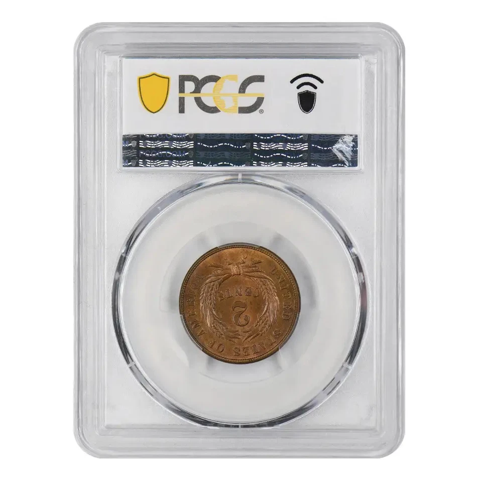 1869 Two Cent Piece PCGS MS-65 RB CAC - Image 4 of 4