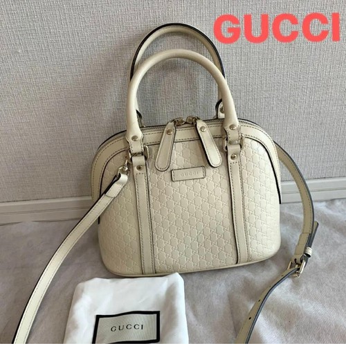 Gucci Microshima 2way Leather Shoulder Handbag White Used From Japan