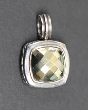 David Yurman Sterling Silver & Bonded 1/4 18k Gold Enhancer Pendant 1 1/8" 10.3g