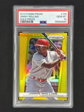 Jimmy Rollins 2013 Panini Prizm #126 Gold Prizm /10 PSA 10 Phillies
