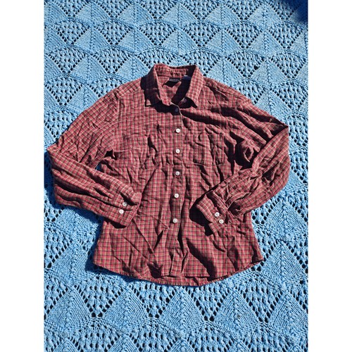 Dr. Martens, Dr. Martens DMs Mens Red Plaid Long Sleeve Cotton Flannel Button Down Shirt M