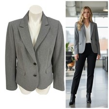 Ann Taylor Loft Blazer Womens Sz 10 Gray Jacket Business Casual Minimalist