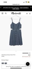 New Madewell Cutout Mini Dress $128 Retail 100% Cotton- 4
