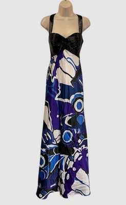 Dave & Johnny by Laura Ryner Women's Blue Crossback Silk Gown Dress Size 1/2