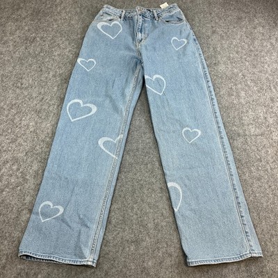 Hollister Damen Jeans Relaxed Baggy Straight 26 30 UK 8 Hellblau High Waist
