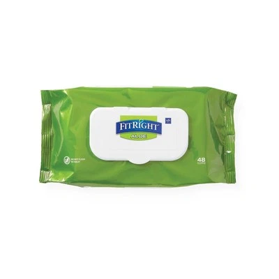 Medline-MSC263654 FitRight Aloe Personal Cleansing Cloth Wipes, Scented, Pack of