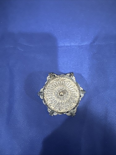 Vintage Celeste Pill Box Czechoslovakia Faceted Glass W/gold Ormolu Filigree - Picture 7 of 9