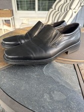 Ecco Men's Shoes Size 44 Windsor 35854 Apron Slip-ons Leather Black Nice Comfy