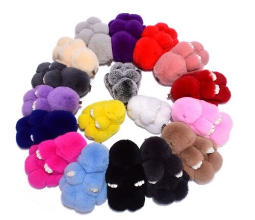USA Real Rex Rabbit Fur Cute Bunny Doll Toy Handbag Pendant Bag Charms - Picture 2 of 4